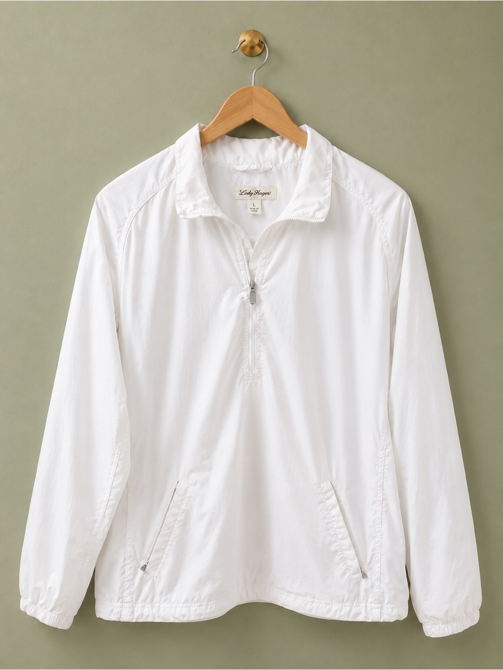 Lady Hagen White Lightweight Quarter Zip GolfWindbreaker Jacket Large